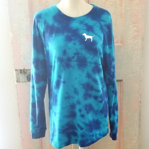 PINK Victoria's Secret Tops - VS PINK Tie Dye Long Sleeve Varsity Crew Top Small